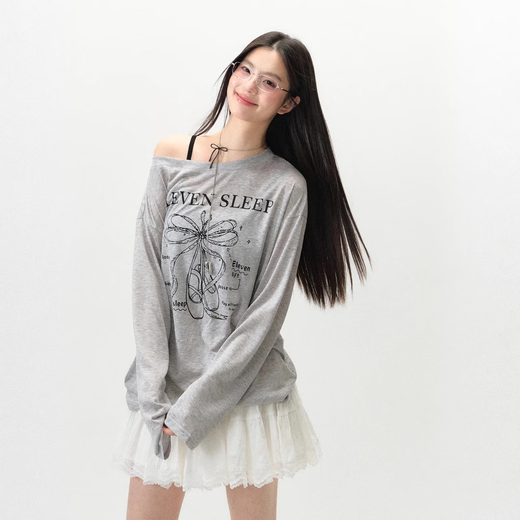 Mikrotransparenter Sonnenschutzbluse Langarmed T-Shirt für Frauen Sommer dünn gedruckt lose Schlank