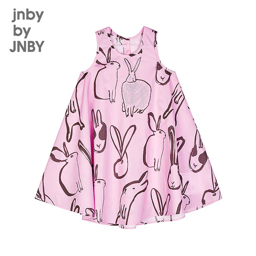 jnby by JNBY new Jiangnan cloth children's clothing round neck A-shaped sleeveless cotton poplin dress 25 summer girls 1P5G12880 690/mixed powder pattern random 130