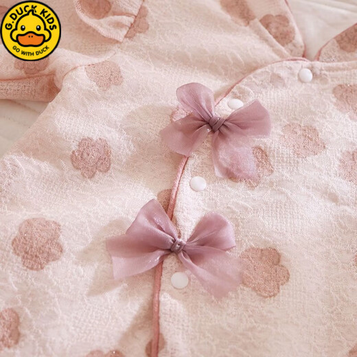G.duck little yellow duck spring and autumn baby jumpsuit new Chinese style baby girl cheongsam newborn full moon one-year-old gift outer wear double layer leather pink rose jumpsuit 59cm 59 (5-10Jin Jin equals 0.5kg suitable)