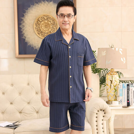 Les parents d'âge moyen et âgés de Yalu ont un pyjamas de coton pur pour hommes et femmes pour un pantalon recadré à manches courtes d'été pour les cardigans d'été pour les vêtements à domicile N9863 Picture principale M Femmes célibataires [suggéré 80-95 Jin [Jin équivaut à 0,5 kg]]]