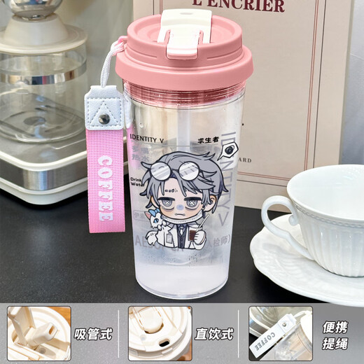 Zhewei's fifth personality water cup, men and women are cute and easy to drink, convenient and high-value transparent straw water in summer BXAO17078 Air Force Cool summer [500ML blue]-painted printing