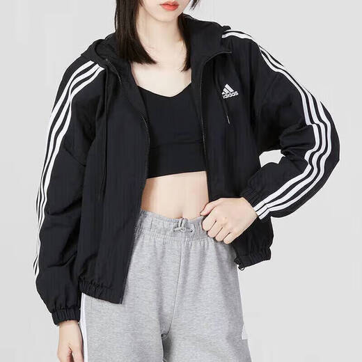 Adidas offizielle Schiffsgeschäft Frauenkleidung, neue Sportbekleidung, ungezwungene Kapuzenjacke, atmungsaktive wobdliche windprobische Jacke, Top, gestickte Logo/Lined/Shop Manager Hauptempfehlung s s