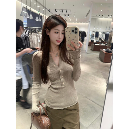 Pure sexy hot girl style sexy V-neck red sweater sweater for women in winter with a discreet slim long-sleeved top, red, one size fits all