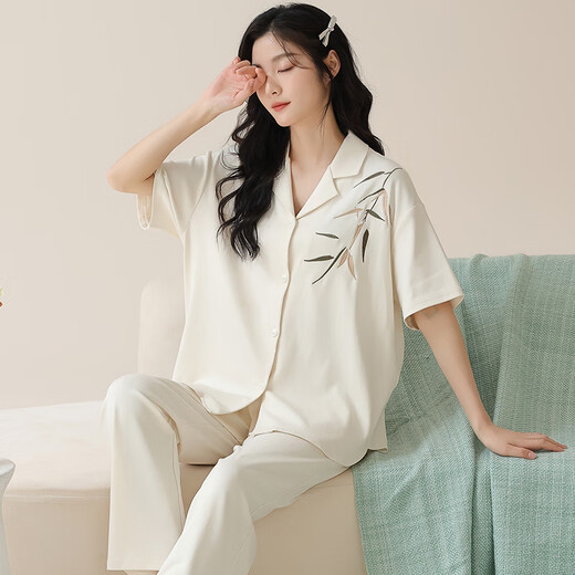 Langsha pyjamas en coton pur pour femmes en été mince pantalon à manches courtes pour mignon été 2025 Nouvelle maison de vêtements 695 femmes l