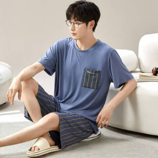 Luechmen Pyjama Herren Sommer-Lose und Shorts sowie ein großer dünner Sommeranzug tragen l [Craft 6623 Herren-Hausanzug L [Vorgeschlagen 95-120 Jin [Jin ist 0,5 kg]]
