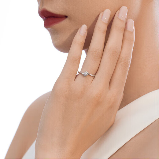 DR Proposal Diamond Ring K Gold/Platinum Au750 Classic First Snow Kiss Wedding Moissanite Ring Valentine's Day Gift 1 Carat Moissanite PT950 Live (Size Adjustable)