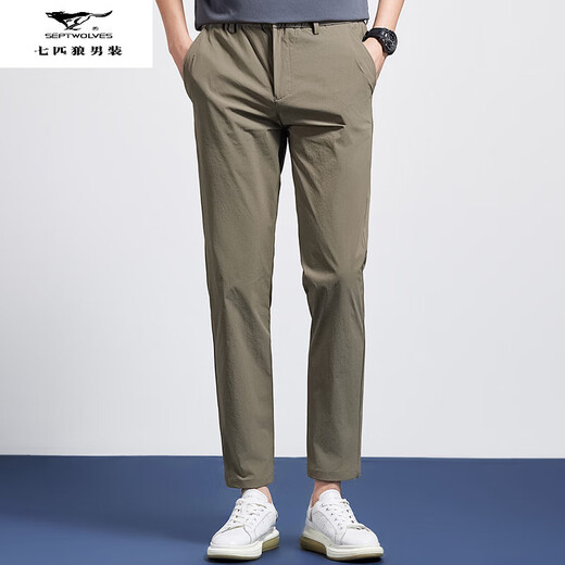 Seven Wolf 2025 Jóvenes pantalones recortados al aire libre Summer Nuevo negocio versátiles pantalones transpirables rectas color sólido mshn-6623 negro m
