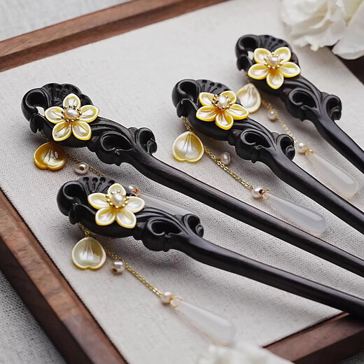 Kamalun (KAMALUN) Ebony Wood Hairpin Ancient Style Women's High-end Style Rocking Wooden Hairpin New Chinese Style Hairpin Chinese Valentine's Day Gift for Girlfriend Qiu Shui Ning Hairpin + Brand Gift Box