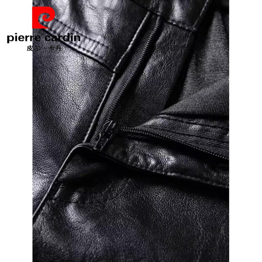 Pierre Cardin 2025 Spring and Autumn New Korean Style Leather Shorts Women's Straight Outer Wear High Waist Slim Casual Small Leather Pants Fashion Boot Pants 1826# Black (No Velvet) L