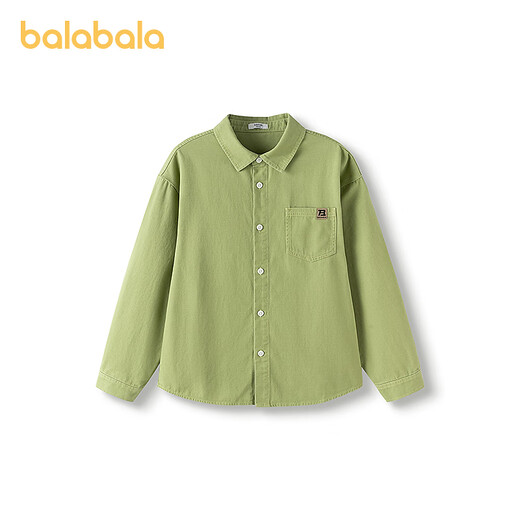 Bala Balaone children's shirt long-sleeved parent-child wear 2025 new autumn cotton brushed loose and skin-friendly yellow green 41122 100