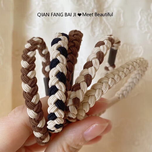 IMIESEVE Children's Hair Accessory Brown Twist Hair Rope Simple Braided Ponytail Hair Tie Hair Rubber Band High Elasticity Hair Braid Twist Hair Rope 5 Pack Mixed Color-