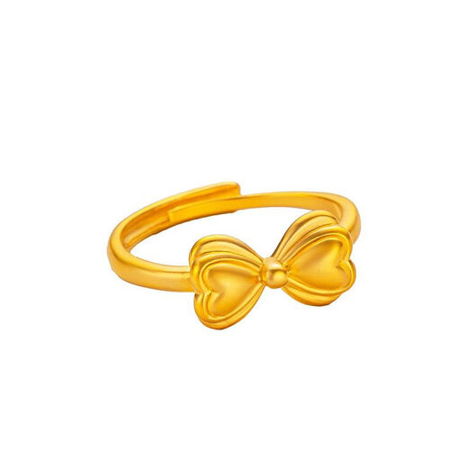 Chuhuang Ring for Men and Women 9999 Full Silver Live Bow Ring Plain Ring Ring for Mom and Girlfriend Sweet Bow (Adjustable Size)