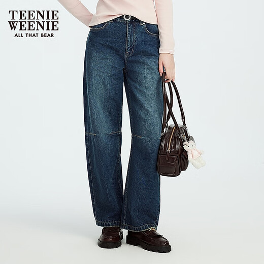 Teenie Weenie Bear Женские джинсы 2025 Осень Осень Новый Ретро вымыл Slack Comfort Pants Medium Blue M