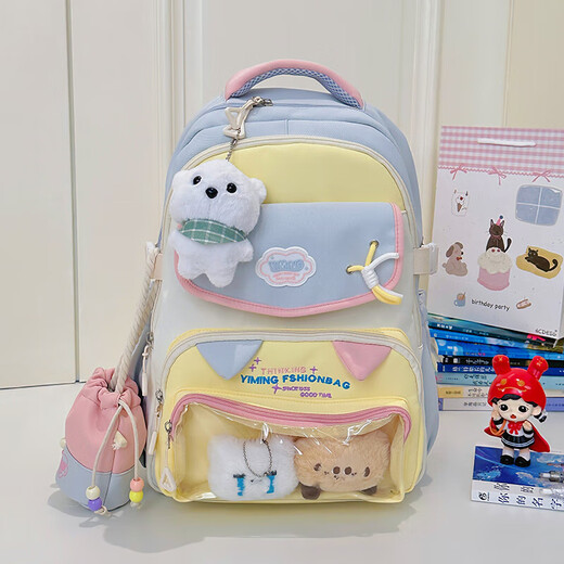 2025 Neue Hochwertigkeitsschule für weibliche Schülerinnen der Junior High School Schüler Großkapazität High School Schüler Grundschüler Rucksack weibliche College-Schmerz Bag Blue Rucksack Einzelbeutel