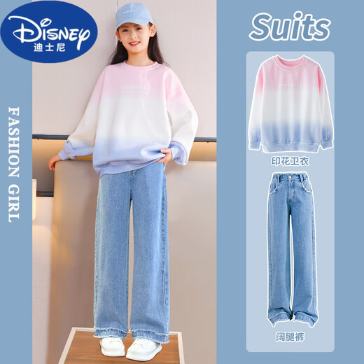 Disney girls spring and autumn suits children 2025 new fashionable sports casual autumn suits girls autumn big children 12 years old 13068 blue 4637 white 160 cm