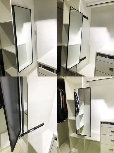 Cradle Rabbit Custom Garderobe Spiegel Drücken und Ziehenspiegel Drehspiegel Dressing Spiegel Kleiderschrank versteckte faltende Teleskopkörperspiegel-Signalspiegel Matt schwarz 12035 cm Schwarzes Anti-Rust-Rutschenschiene