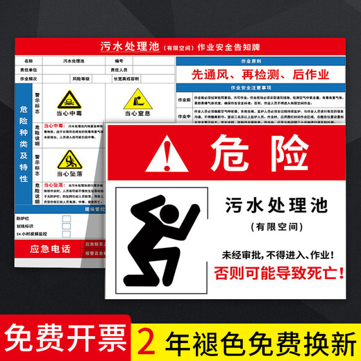 Bai Caiyun septic tank sign sign biogas tank warning sign pig farm safety warning sign pig farm prompt sign farm pollution septic tank danger-abs 20x30cm