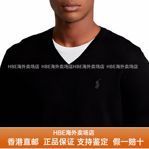 Polo Ralph Laurenralph Lauren Pony Logo Stickerei Waschbarer V-Ausschnitt Stricker Pullover Männerstil Geben Sie Freundin Freund Schwarz S