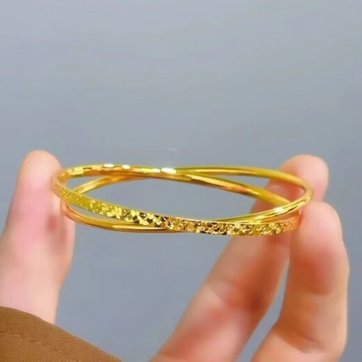 Yage Vietnam Sand Gold Fine Crushed Ice Double Ring Bracelet Simple Fashionable Versatile Bracelet for Your Girlfriend Crushed Ice Double Ring Bracelet