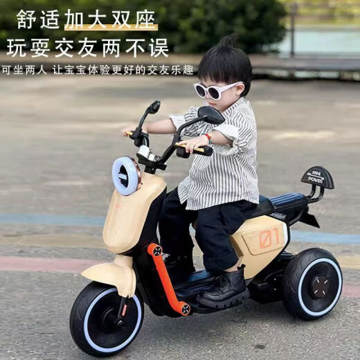 双人儿童电动摩托车遥控三轮车宝宝男女童车大号可充电小孩玩具车 BDL-688现代款绿色+12v7遥控双驱