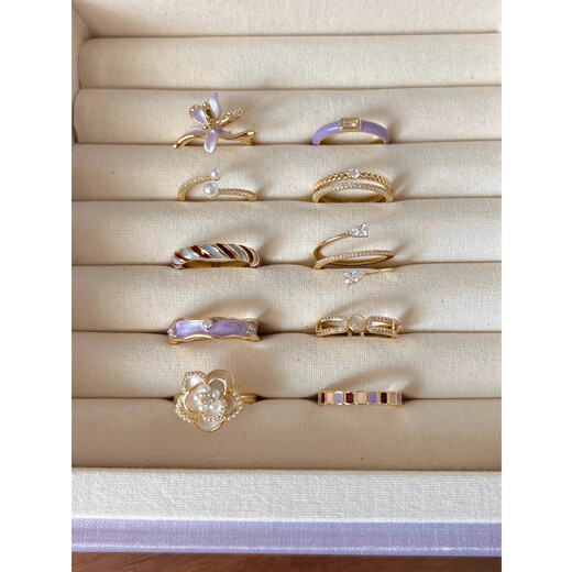 Französischer Iris Violet Emaille Öldrop Zirkonring für Frauen leichte Luxus Nische High-End-Index Finger Ring Neues Produkt J3271