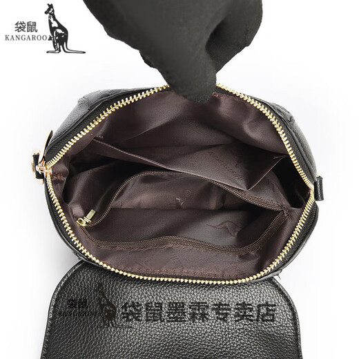 袋鼠品牌真皮单肩贝壳洋气小包2025新款手机包时尚百搭中年妈妈斜挎包 6623黑色