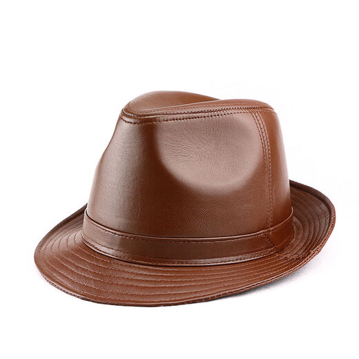 Woodpecker (TUCANO) Spring and Autumn First Layer Genuine Sheepskin Hat Shanghai Beach Men's Top Hat Gentleman Cowboy British Jazz Hat Middle-aged and Elderly Men's Hat Sheepskin Black L(56-57)CM