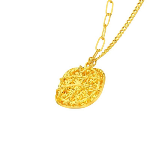 Ji Bochi pure gold-wrapped silver sugar cube pendant G24K gold sparkling sugar cube necklace small sugar cube series birthday gift sugar cube pendant