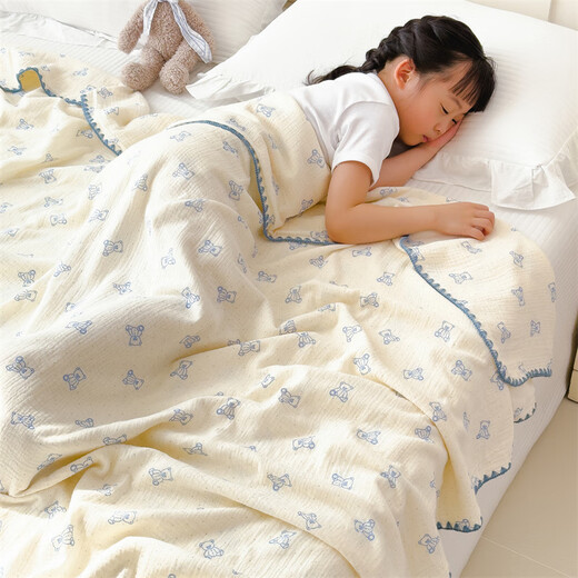 Pick-up cat gauze blanket double-layer gauze children's kindergarten air-conditioning blanket baby baby blanket nap single towel cotton wrinkled gauze-Yuanqi Duck 180cm200cm-double blanket one blanket multi-purpose