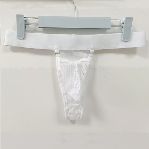 BUFFNY men's underwear high-cut breathable fine mesh thong U-convex comfortable mesh sexy T-pants white 2XL