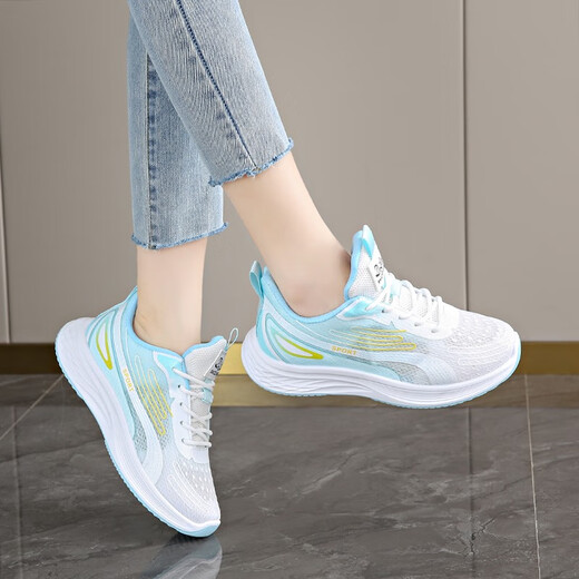 Hongxing Pinke Women's Shoes, Sports Shoes for Women 2025 Nuevos zapatos de malla transpirable de verano, zapatos de malla de choque suave y liviano que absorbe zapatillas de malla, zapatos casuales para mujeres, púrpura 38