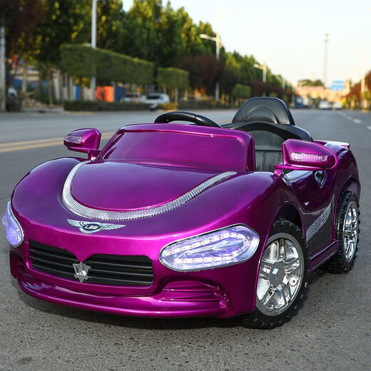 Children's car electric car four-wheel car for boys and girls with remote control toy car that can sit on the baby's charging baby stroller upgraded wine red + dual drive large battery + swing remote control leather seat