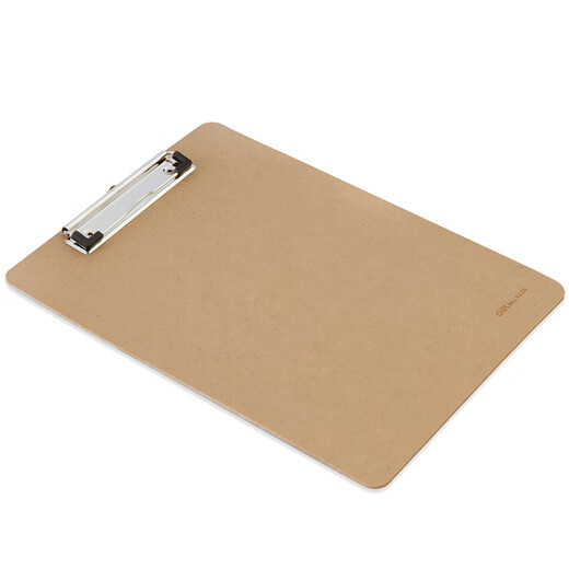 Clip de carton d'écriture Deli A4, clip puissant en métal, clip de menu en plastique, plaquette d'écriture multifonctionnelle, fournitures de bureau [Texture en bois de journal] Clip de tête plate / 3 mm 9226