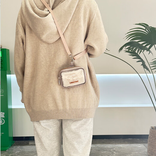 Mini -Bag Girls, Jungen, Münzbrieftasche, Kartenbeutel, Kopfhörer, Ausweisbeutel, Münzbeutel, Schulbeutel, Anhängergeschenk Zy Brown transparent Plüschquadrat -Aufbewahrung (neues Produkt