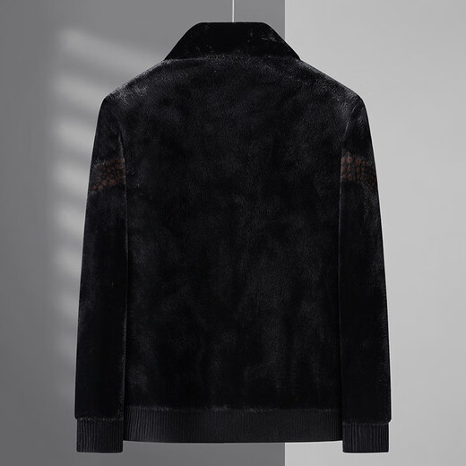 Fat brother plus size plus size men's high-end mink velvet coat warm jacket casual woolen thickened business lapel black 5XL