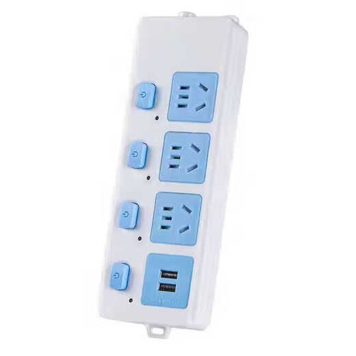Bull (BULL) same high-power pure copper socket wireless plug-in multi-function wiring board for home use without wire strip plug-in dormitory without blue and white independent 5-socket wireless switch