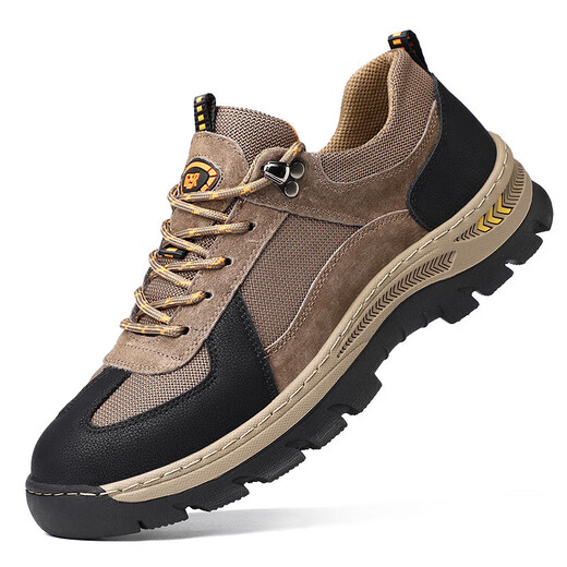 Genuine leather men's shoes spring new outdoor hiking hiking shoes breathable men's casual dad shoes comfortable sports shoes men B9880 gray 42