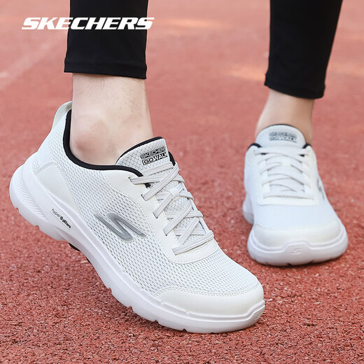 斯凯奇（Skechers）男鞋夏季新款黑武士网面透气跑步鞋子男轻便舒适减震运动鞋健步鞋 白色/黑色6625（一脚蹬） 42