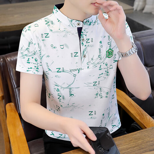 花花公子2025年新款夏季半袖男士短袖polo小衫t恤潮流休闲男装立领上衣服 F9215绿色 M