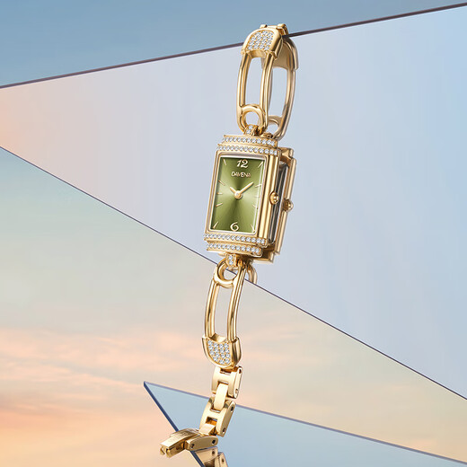 Davena star's same style Di Weina small pin watch, feminine, light luxury, small green watch, small square watch, women's watch