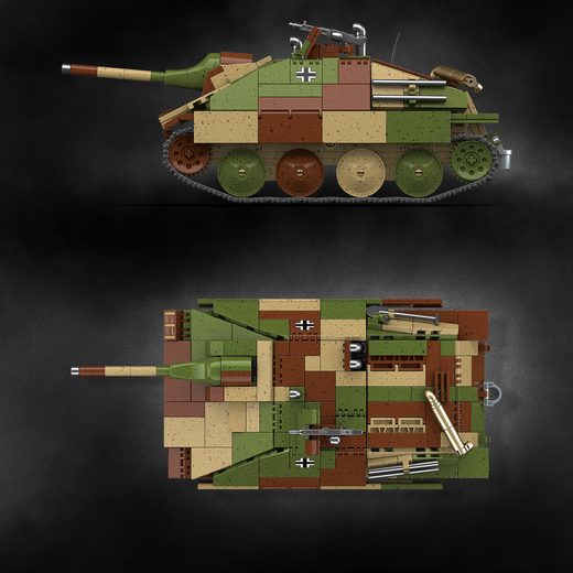 Full Crown Building Blocks Limited Edition Full Crown Neues Produkt im Zweiten Weltkrieg 38t Hunter Tank Zerstörer Bausteine ​​Militärgepanzerte Fahrzeug Montage Spielzeug 38t Hunter Tank Zerstörer 698 Partikel geben Überraschungsgeschenk
