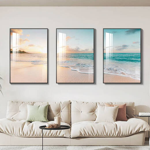 
Sanqihu living room decoration painting modern minimalist Nordic style landscape wall painting sofa background wall hanging painting triple wall 13582/13589/13581 Elegant gold frame crystal picture 60*80