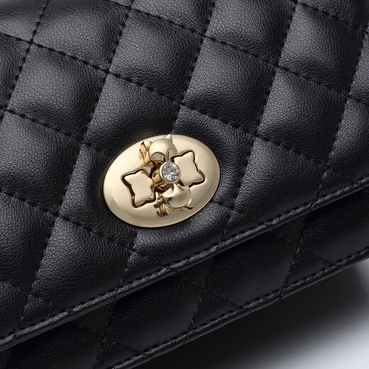 Golden Fox (Foxer) 2025 Nouveau sac de chaîne de diamant en cuir de luxe léger pour femmes pour femmes crossbody petit sac carré cadeau d'anniversaire pour petite amie noire