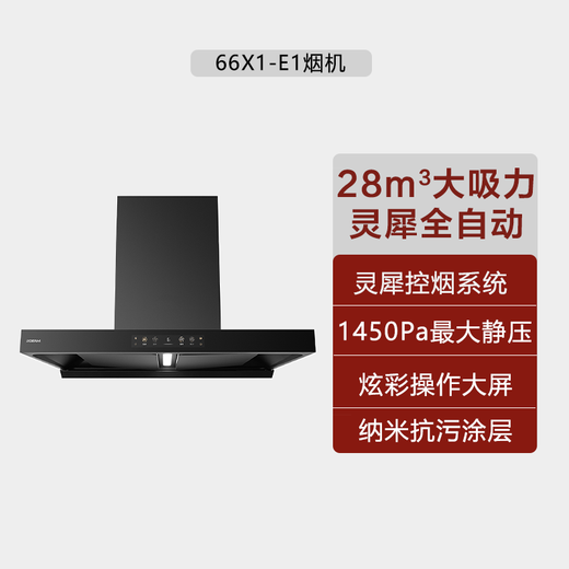 ROBAM老板双子星66X1-E1双腔变频28立方大吸力挥手智控灵犀油烟机 66X1-E1【28m³灵犀全自动】 895×512×695mm