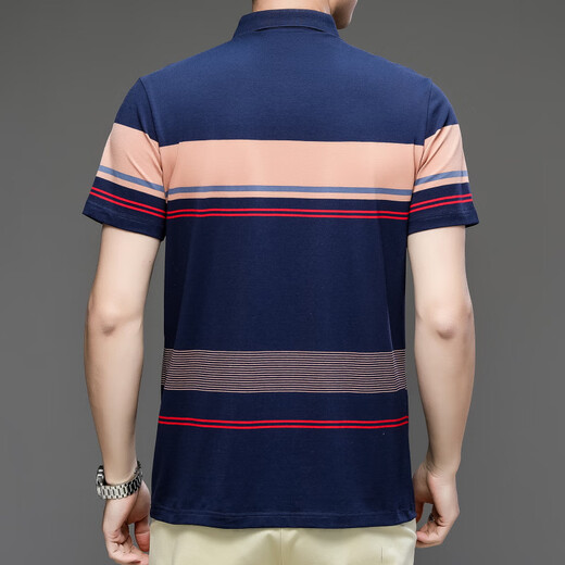 Polo Sport Summer Raff Paul Polo Shirt Neu reines Baumwollkurzärmel-T-Shirt-T-Shirt Striped Casual Revers Herren Atmungsfreier schlanker Fit 3523 Blau 170/m Einzelgröße