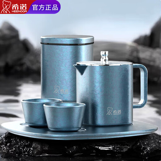 HEENOOR 2025 new pure titanium tea set 5-piece set floral tea cup tea can Rizhao Jinshan
