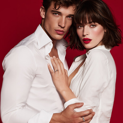 APM Monaco star style MORSE CODE series LOVE Morse code ring plain ring 925 silver pair ring