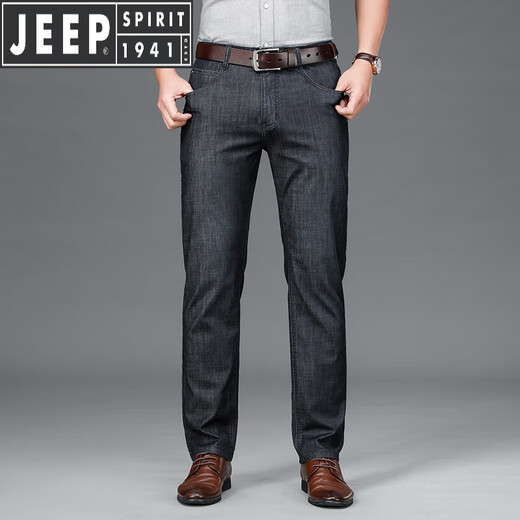 JEEP SPIRIT吉普天丝牛仔裤男士夏季薄款男裤宽松直筒修身中年深档休闲长裤子 慕尼黑-723 桑蚕I丝- 薄款 29 码【腰围2.2尺】