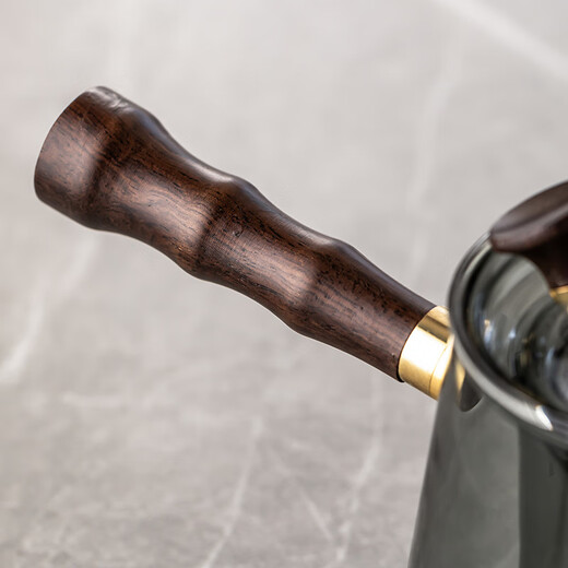 Porcelain brand tea set, carved glass teapot, tea set, household anti-scalding wooden handle tea kettle, high-end Kung Fu tea set, gray bamboo carved teapot, 8-piece set with handle and cup + tea tray