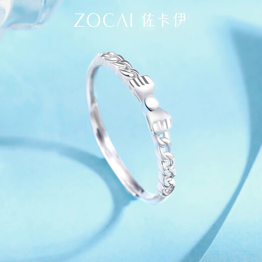 Zokai platinum ring PT950 bow open ring sweet and simple birthday gift about 1.67g W08538